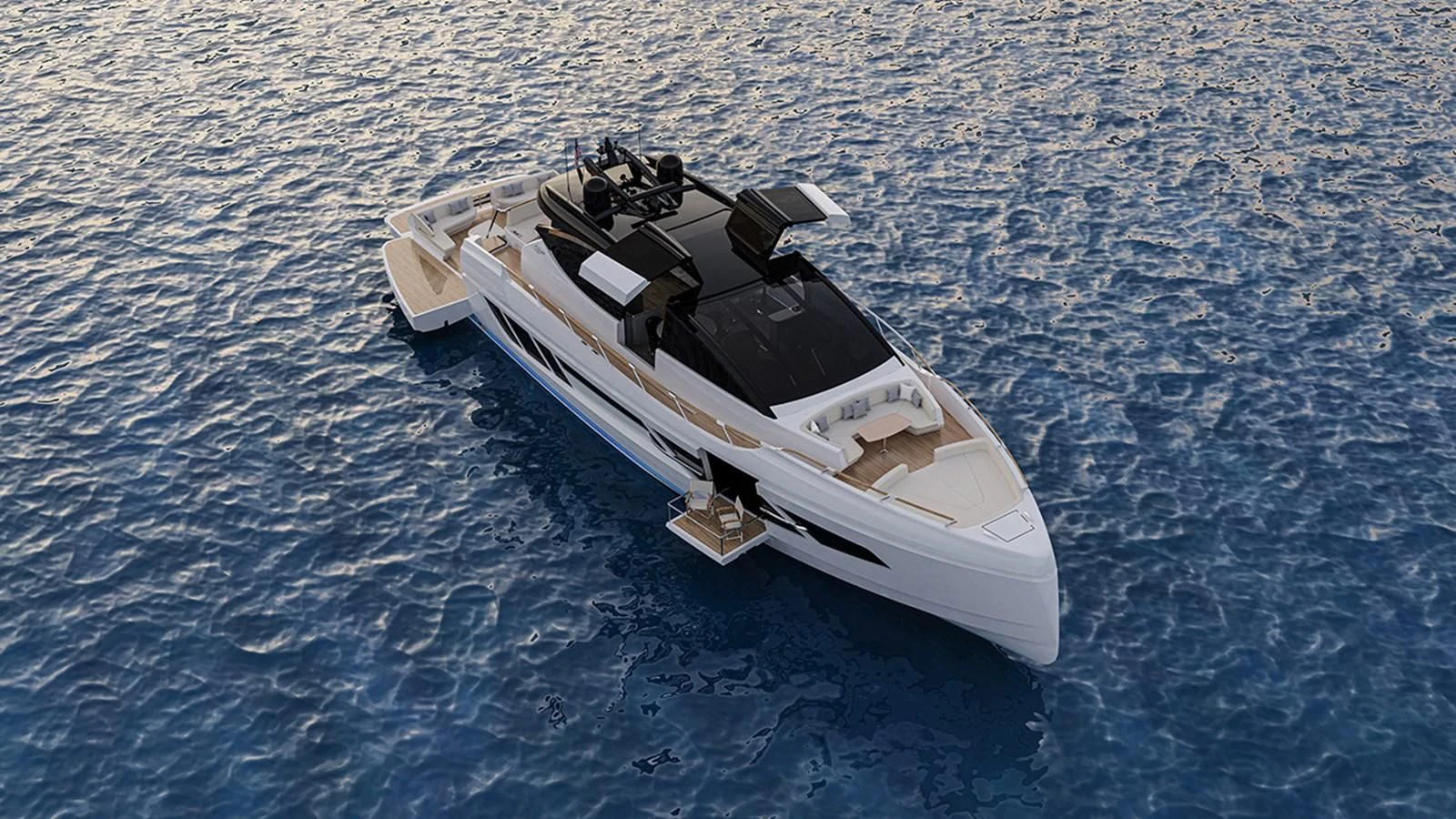 a space ship in the water aboard 2024 LAZZARA LSX 85 Yacht for Sale