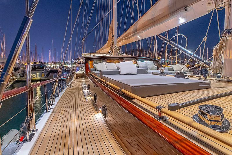 a boat on a dock aboard HIC SALTA Yacht for Sale