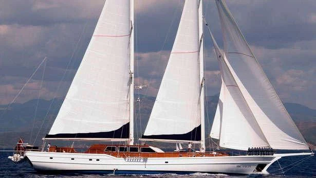 a large white boat aboard HIC SALTA Yacht for Sale