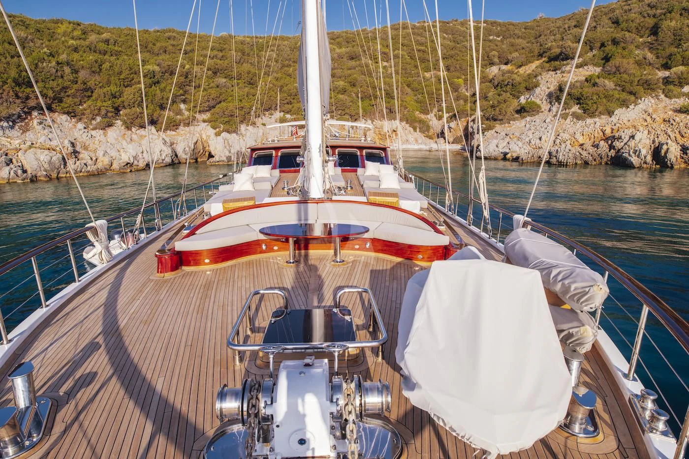 a boat on a lake aboard HIC SALTA Yacht for Sale