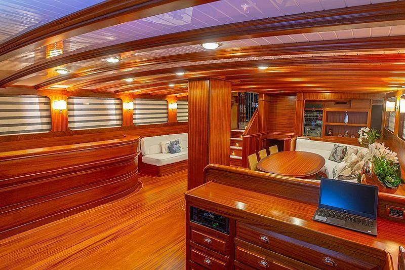 a room with a laptop and a desk aboard HIC SALTA Yacht for Sale
