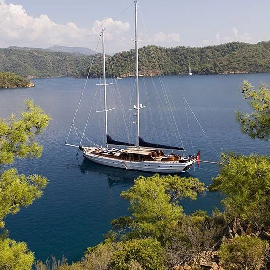 a boat sailing on the water aboard HIC SALTA Yacht for Sale