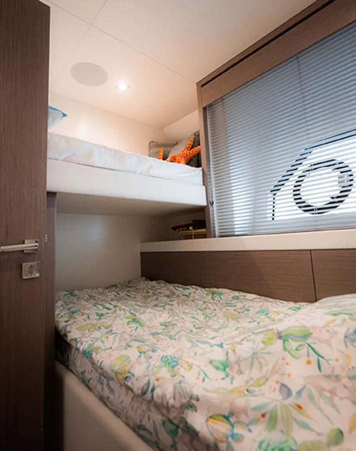 a bed in a room aboard VALERIA Yacht for Sale