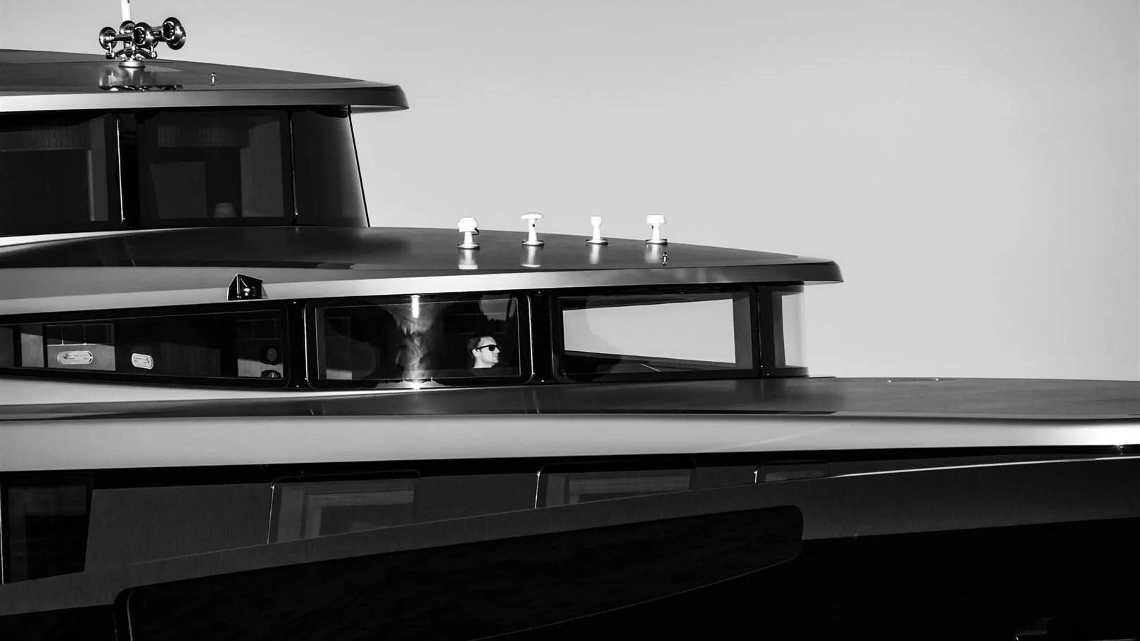 a black and white photo of a piano aboard LADY VICTORIA Yacht for Sale