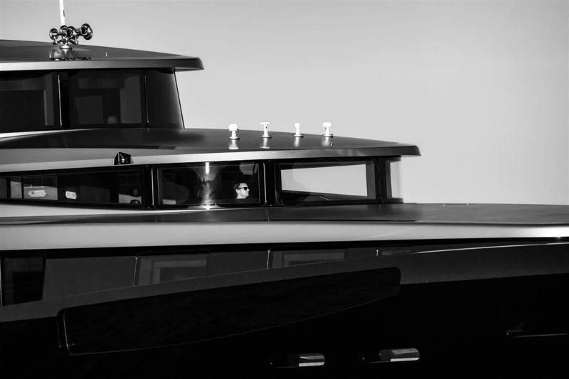 a black and white photo of a piano aboard LADY VICTORIA Yacht for Sale