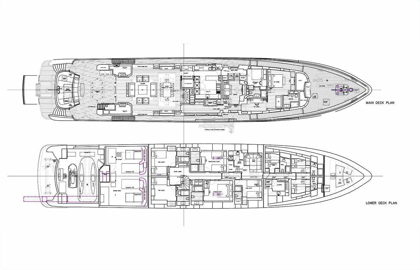diagram, engineering drawing aboard LADY VICTORIA Yacht for Sale