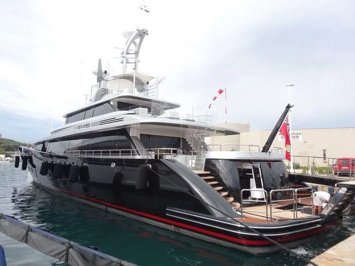 a large boat docked aboard LADY VICTORIA Yacht for Sale