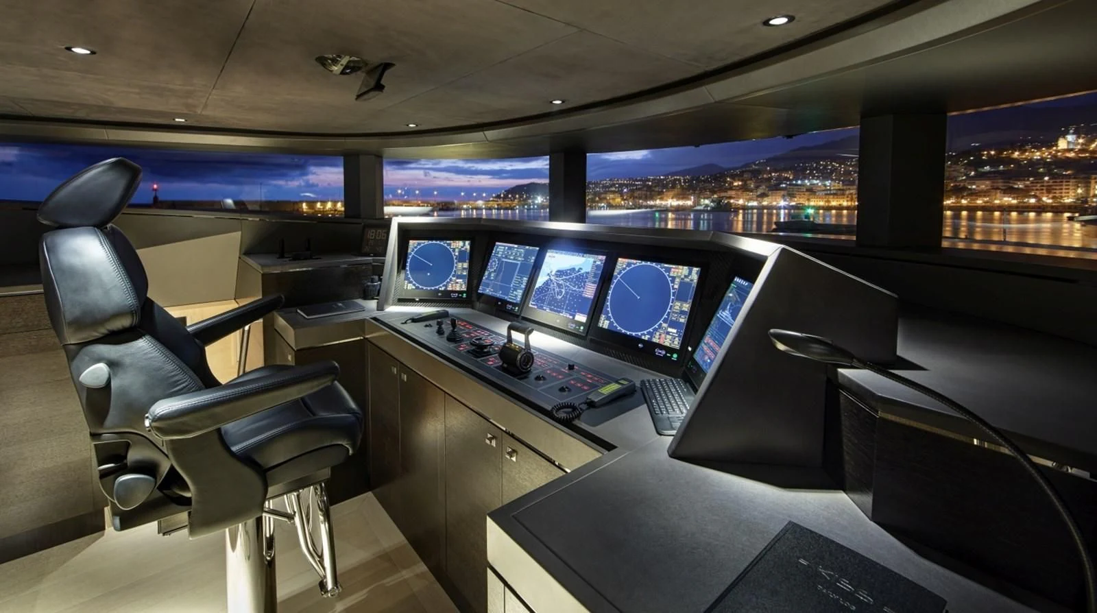 a room with many screens aboard LADY VICTORIA Yacht for Sale