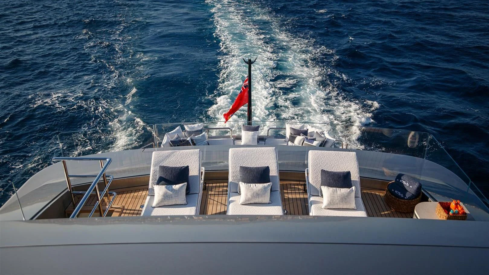 a boat with chairs on it aboard LADY VICTORIA Yacht for Sale