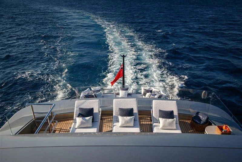 a boat with chairs on it aboard LADY VICTORIA Yacht for Sale