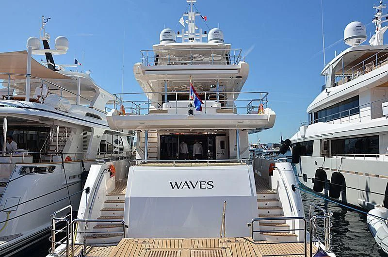 a group of boats are parked in a harbor aboard ALINA MARIA II Yacht for Sale