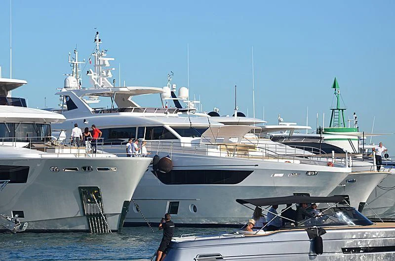 a large white boat with people on it aboard ALINA MARIA II Yacht for Sale