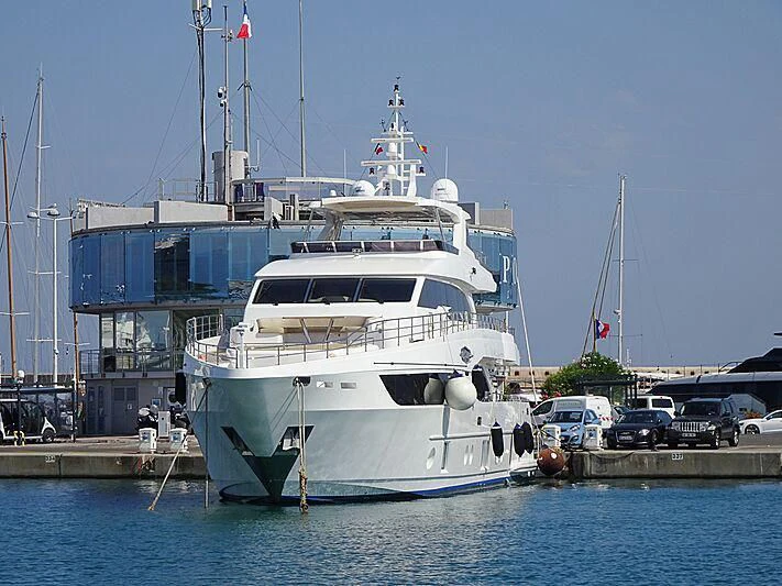 a large white boat in the water aboard ALINA MARIA II Yacht for Sale