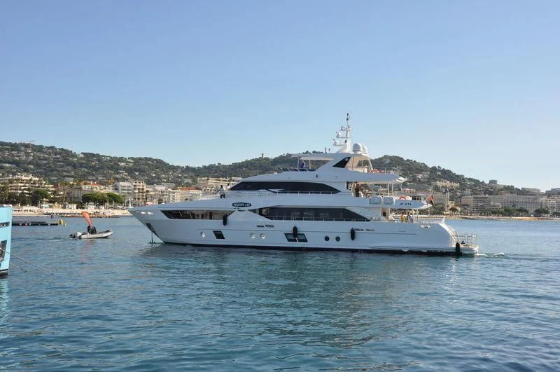 a white yacht in the water aboard ALINA MARIA II Yacht for Sale