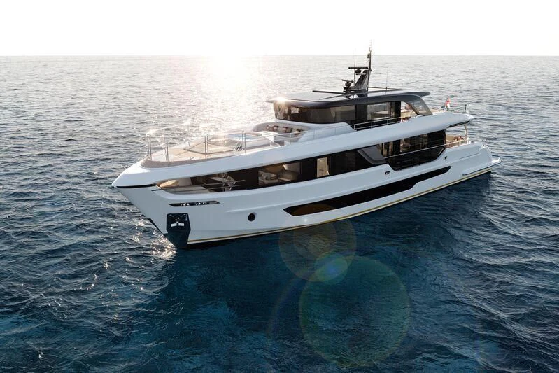 a white boat on the water aboard CHARISMA Yacht for Sale