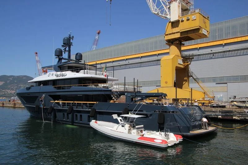 a boat docked at a port aboard OCEAN'S FOUR Yacht for Sale