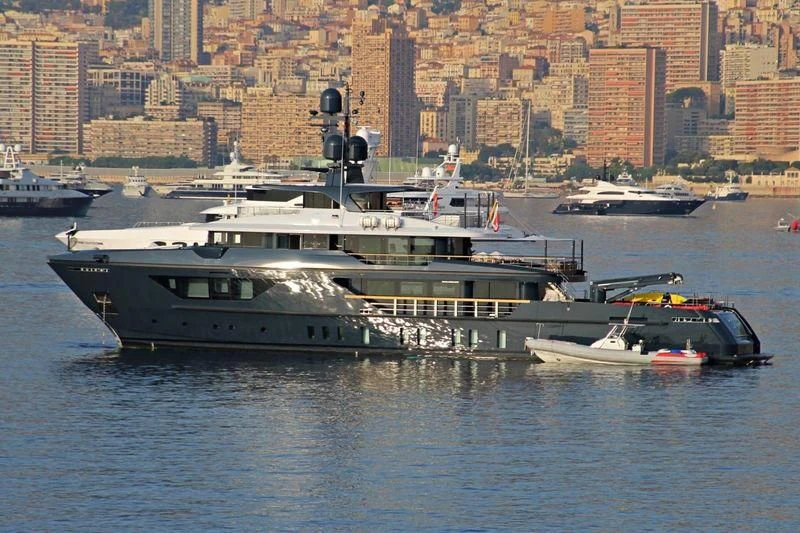 a large ship in the water aboard OCEAN'S FOUR Yacht for Sale