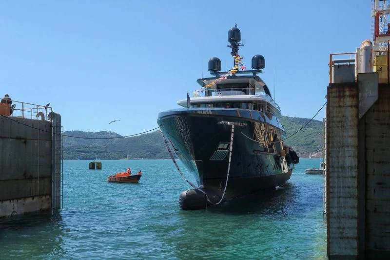 a boat in the water aboard OCEAN'S FOUR Yacht for Sale