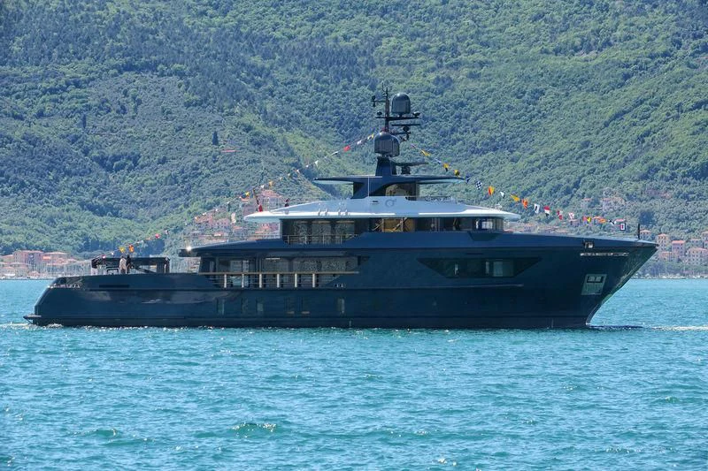 a boat on the water aboard OCEAN'S FOUR Yacht for Sale