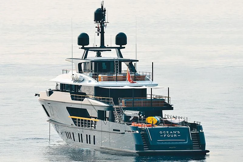 a boat in the water aboard OCEAN'S FOUR Yacht for Sale