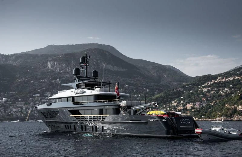 a boat in the water aboard OCEAN'S FOUR Yacht for Sale
