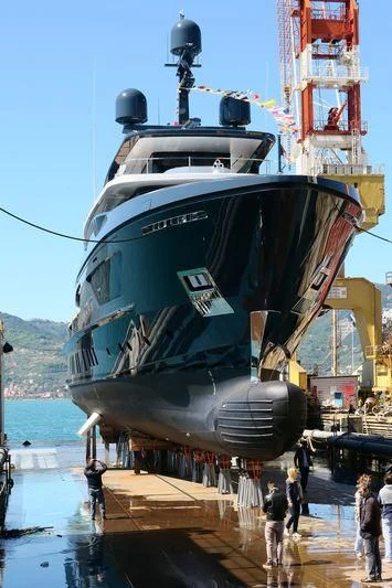 a large boat docked aboard OCEAN'S FOUR Yacht for Sale