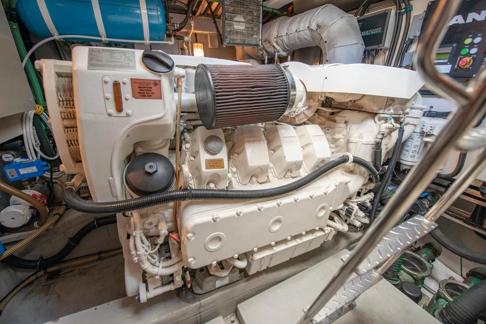 a machine with a large piece of metal aboard LIQUIDITY Yacht for Sale