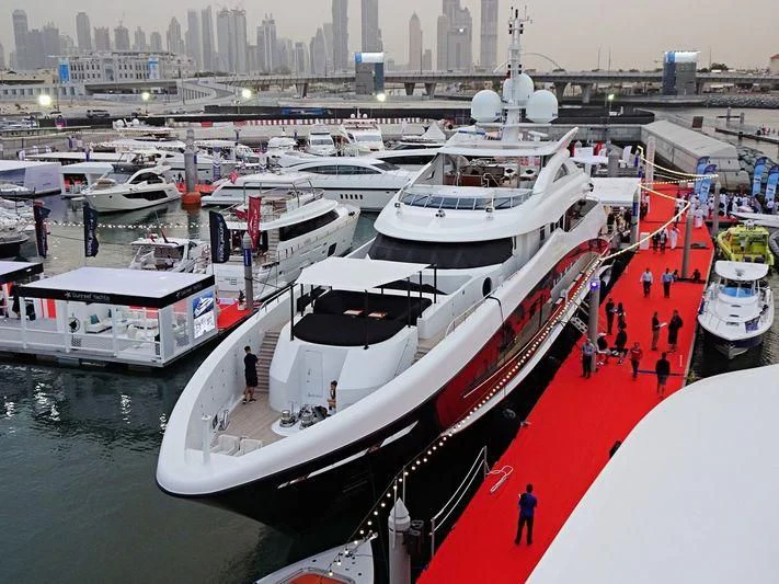 a group of boats are parked in a harbor aboard ROCKET Yacht for Sale