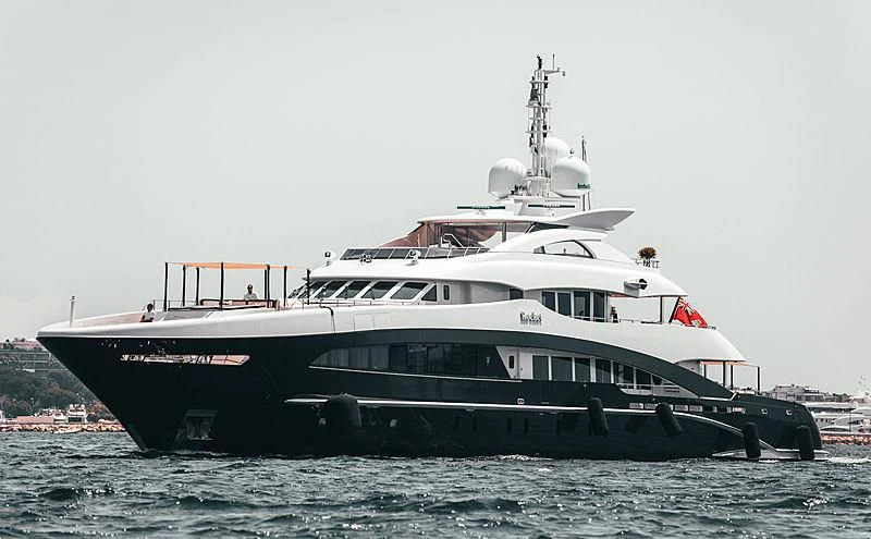a large ship in the water aboard ROCKET Yacht for Sale