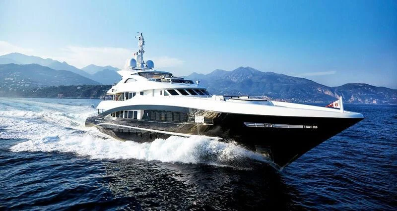 a large ship in the water aboard ROCKET Yacht for Sale