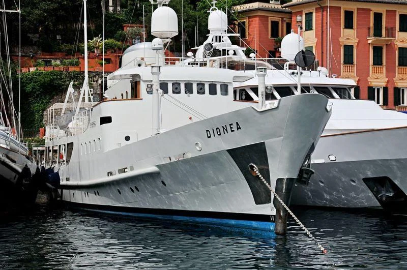 a boat docked in the water aboard DIONEA Yacht for Sale
