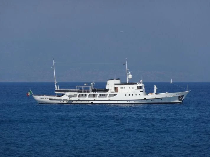 a white boat in the water aboard DIONEA Yacht for Sale