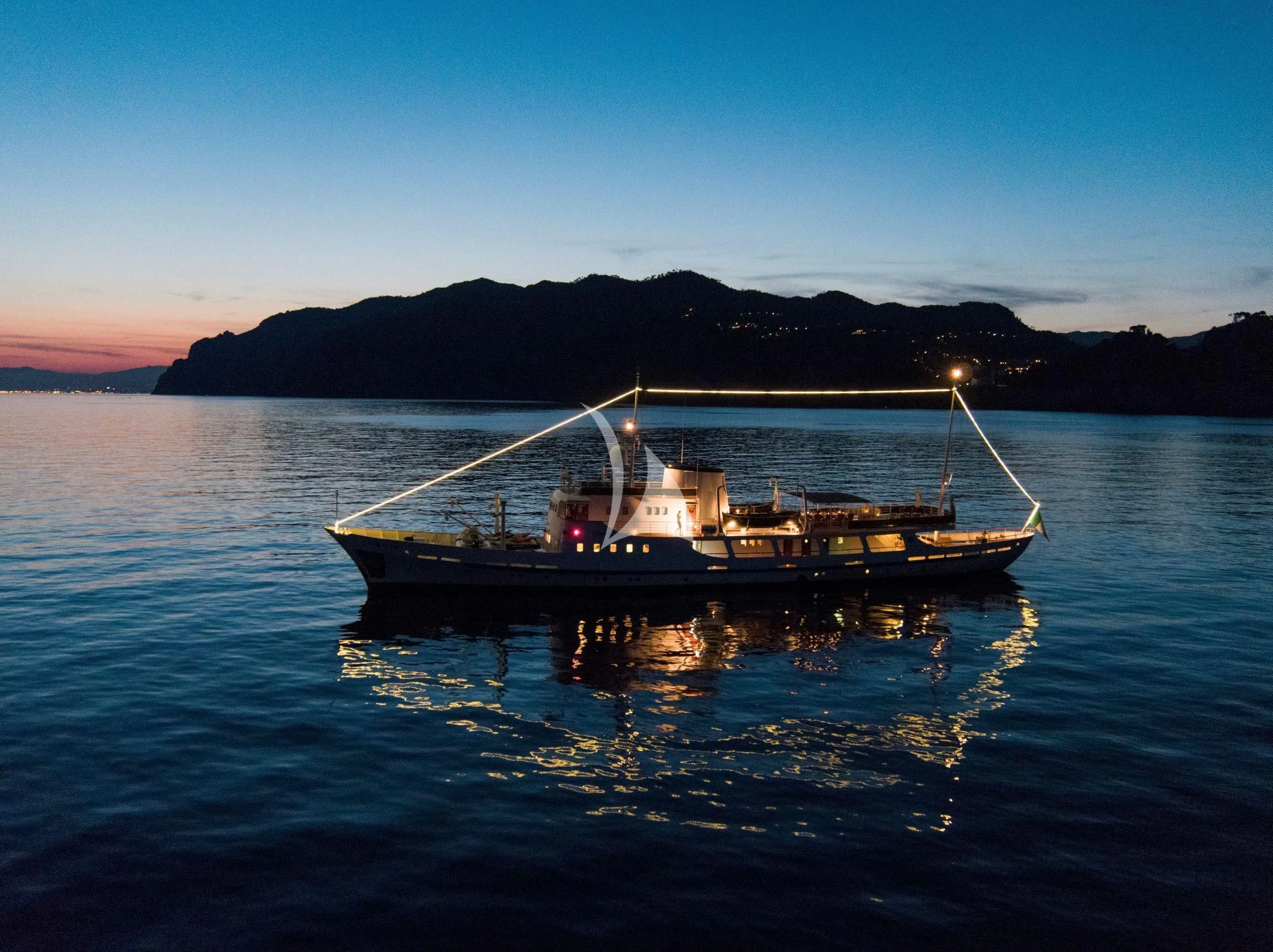 a boat in the water aboard DIONEA Yacht for Sale