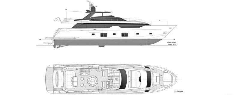 diagram, engineering drawing aboard ELA & SEA Yacht for Sale
