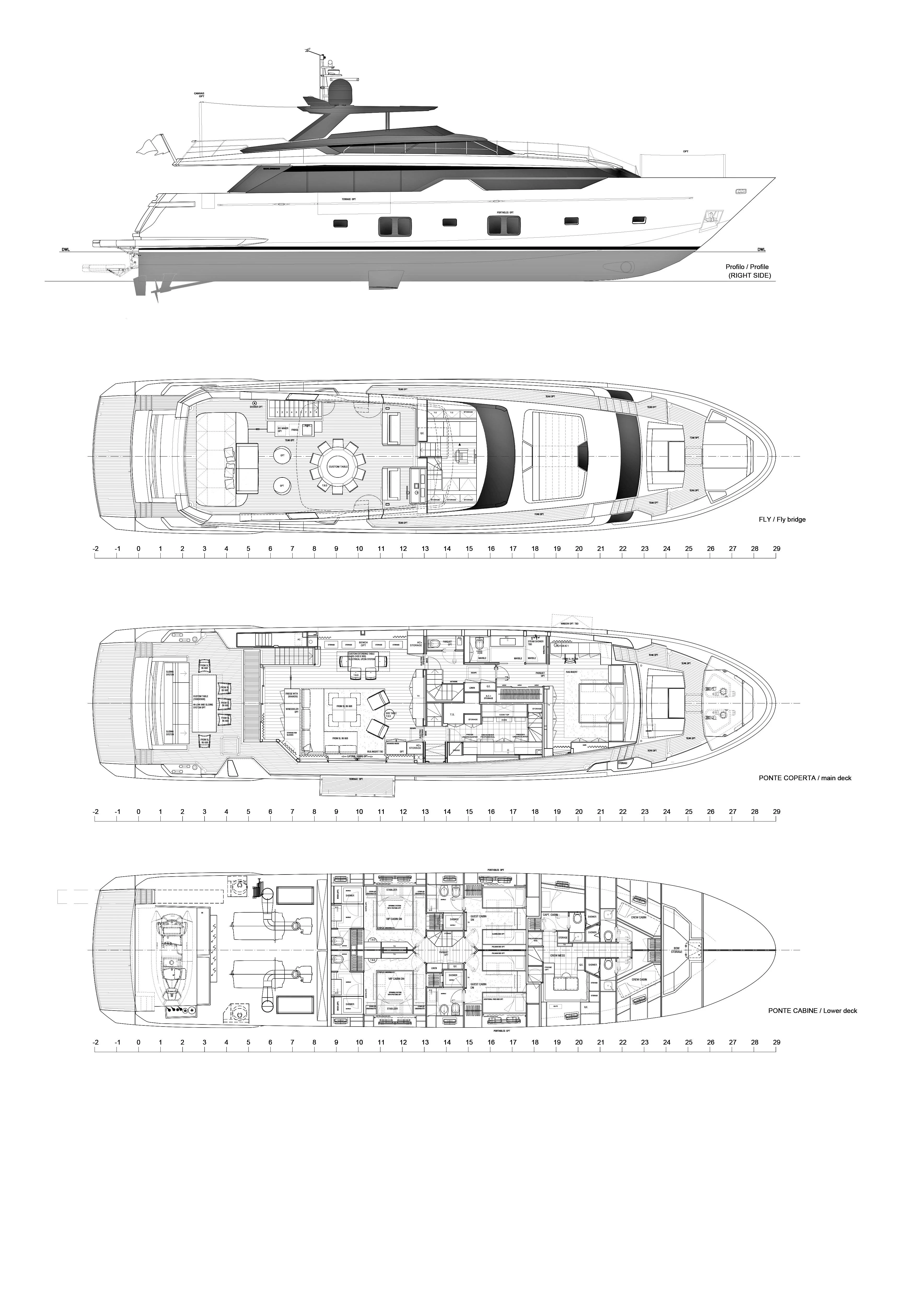 diagram, engineering drawing aboard ELA & SEA Yacht for Sale