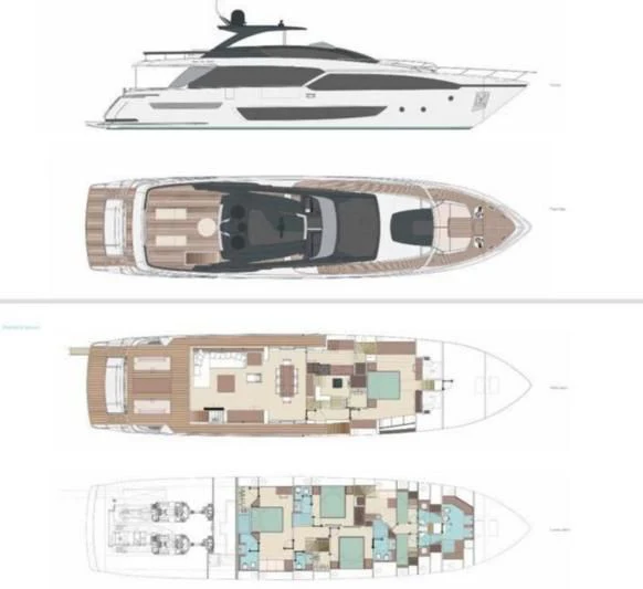 diagram, engineering drawing aboard NERO Yacht for Sale
