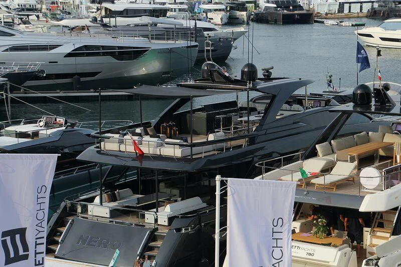 a group of boats docked aboard NERO Yacht for Sale
