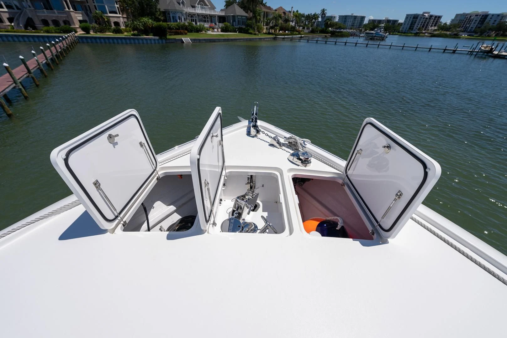 a boat on the water aboard AFTER MIDNIGHT Yacht for Sale