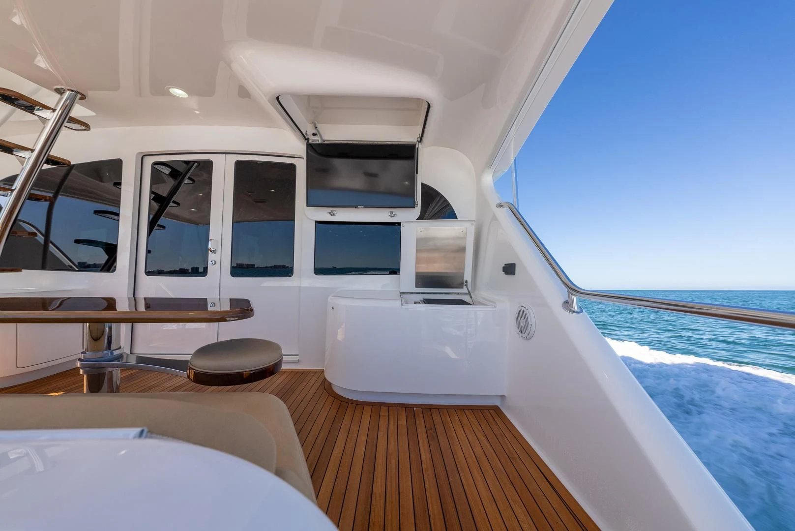 a boat on the water aboard AFTER MIDNIGHT Yacht for Sale