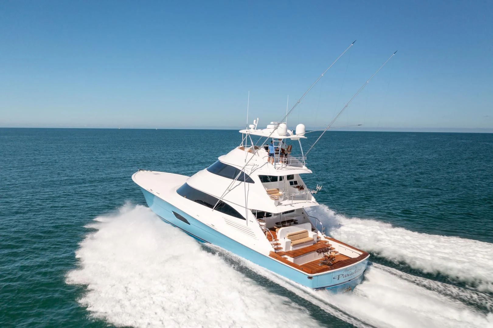a boat on the water aboard AFTER MIDNIGHT Yacht for Sale