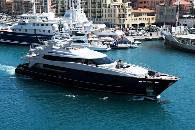 a boat in the water aboard TIAMAT Yacht for Sale