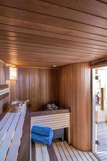 a cabin with a bed aboard TIAMAT Yacht for Sale