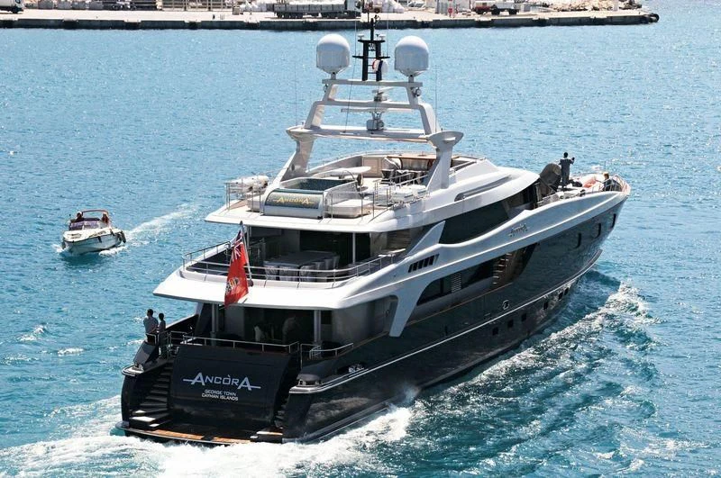 a boat on the water aboard TIAMAT Yacht for Sale