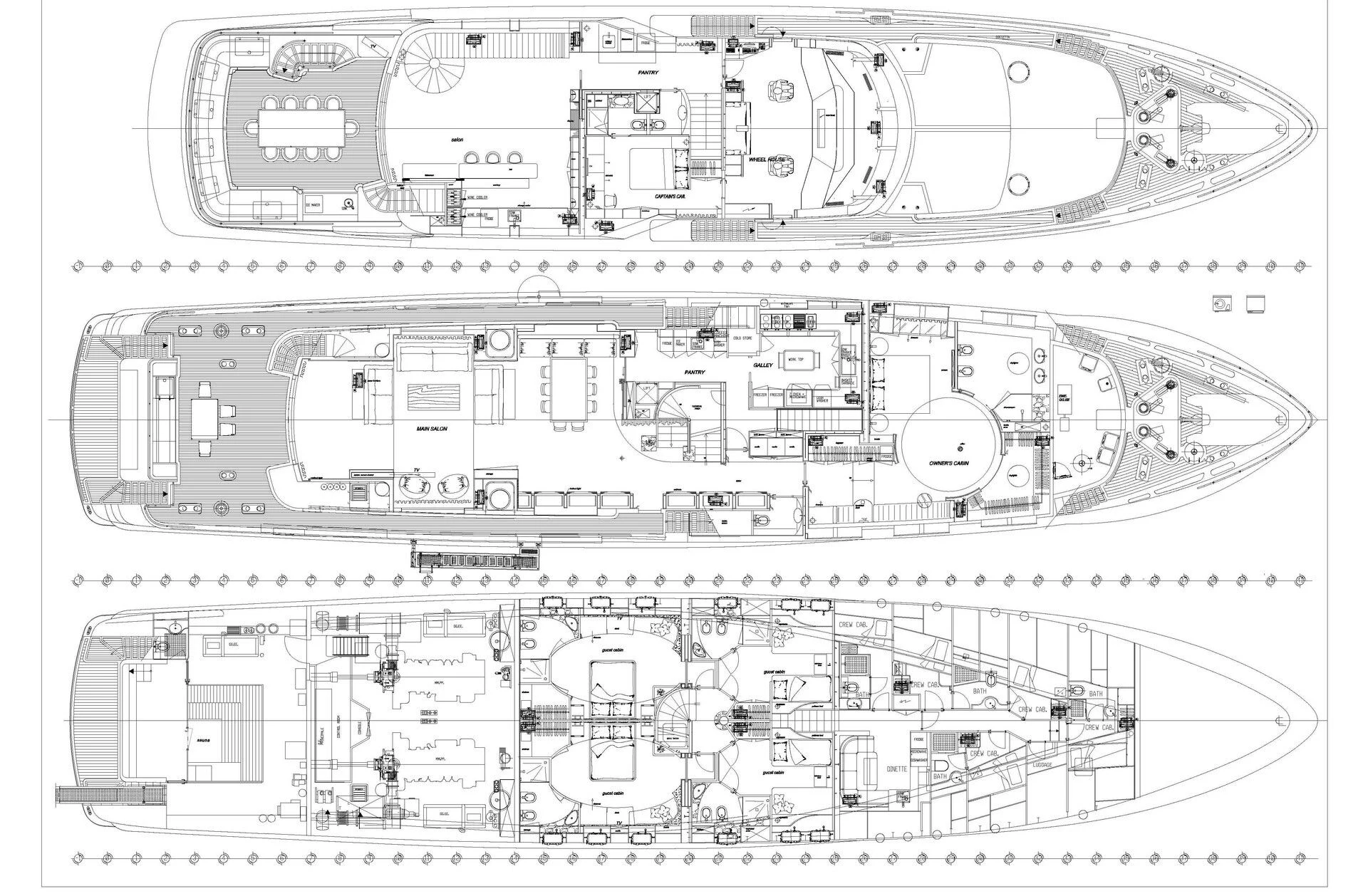 diagram, engineering drawing aboard TIAMAT Yacht for Sale