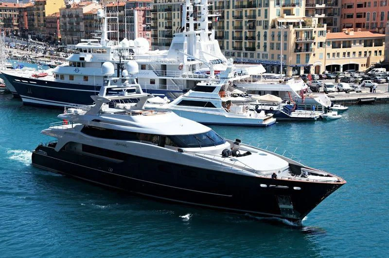 a group of boats in the water aboard TIAMAT Yacht for Sale