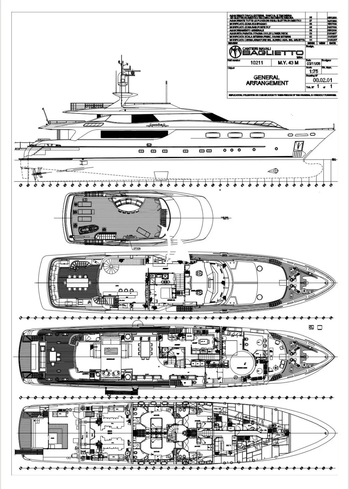 diagram, engineering drawing aboard TIAMAT Yacht for Sale