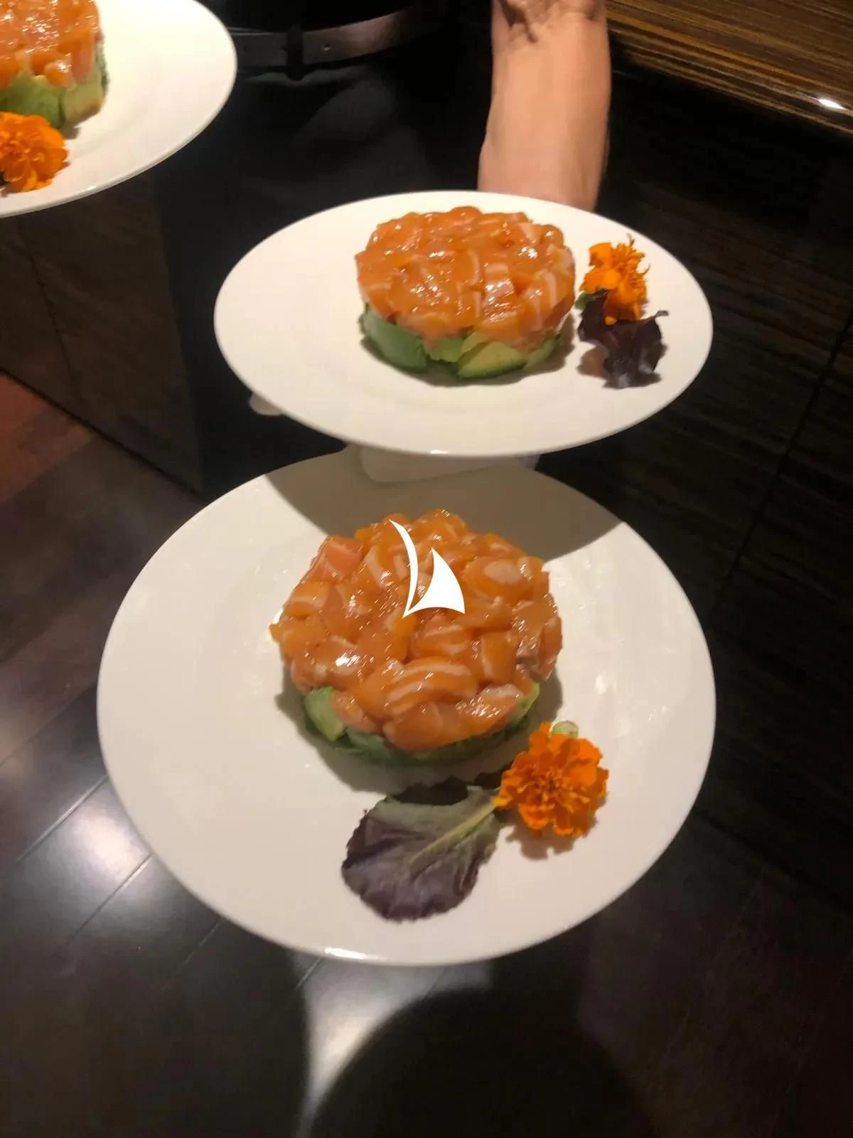 a plate of sushi aboard TIAMAT Yacht for Sale