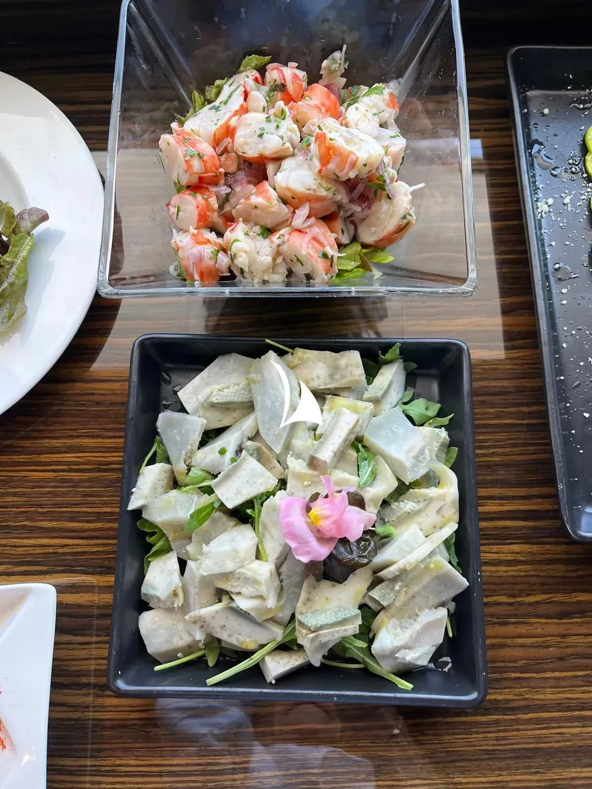 a salad in a glass dish aboard TIAMAT Yacht for Sale