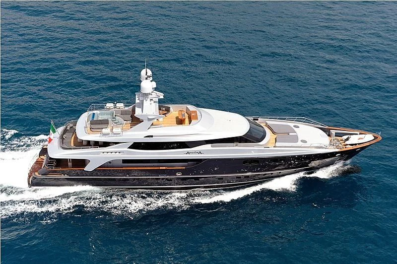 a boat on the water aboard TIAMAT Yacht for Sale