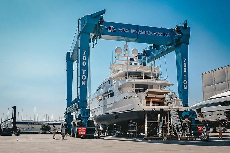 a large blue machine aboard TIAMAT Yacht for Sale